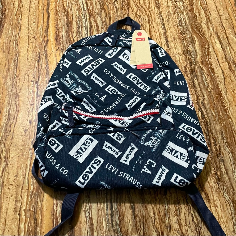 Levi’s Backpack Large Blue White Batwing Logo Printed Laptop Bookbag